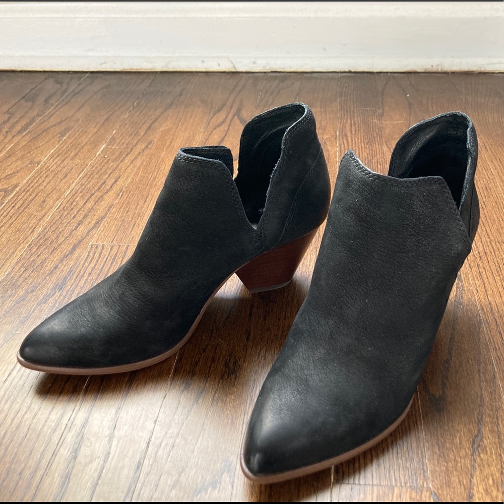 Frye Reina Black Leather Slip-On Ankle Boots 6.5